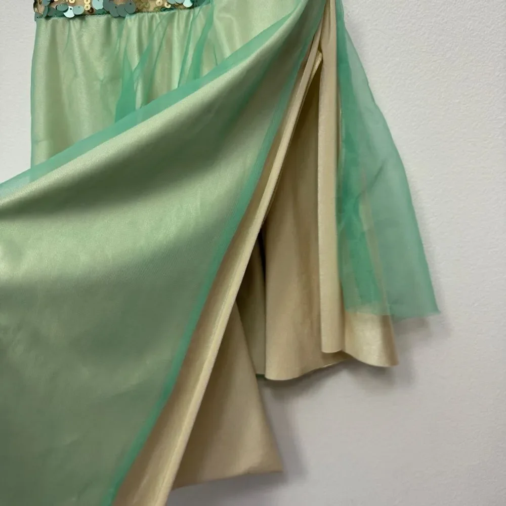 Dansco Mint Green and Gold Sequin Ballet Dance Costume size MC